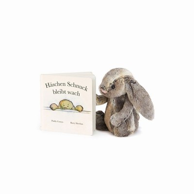 Jellycat Haschen Schnuck Bleibt Wach Buch & Bashful Cottontail Conejo Medium | HKBG-56172